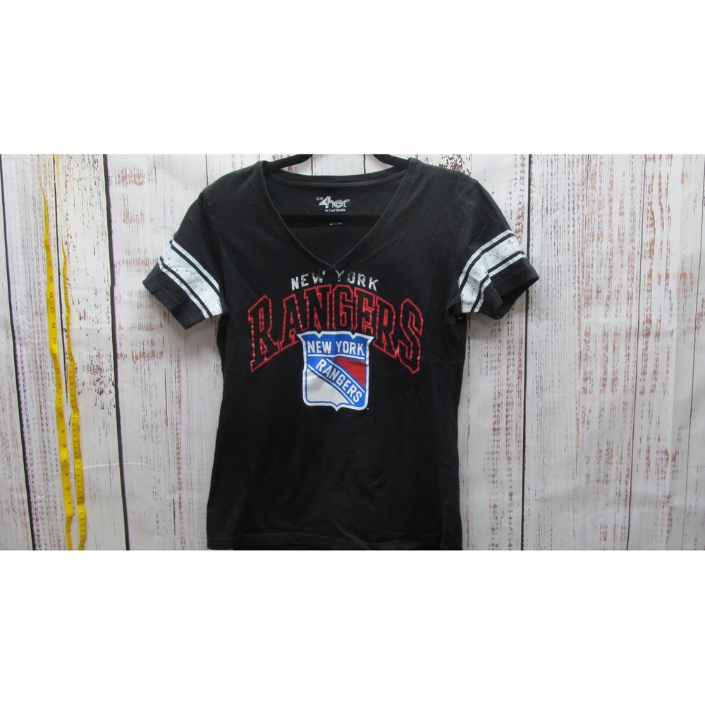 New York Rangers Women's Black V-Neck Tee